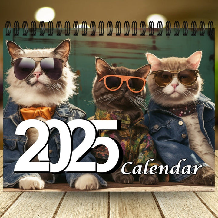 2025 Fashion Cat Lover Wall Calendar, cover with chic cat illustration, perfect gift