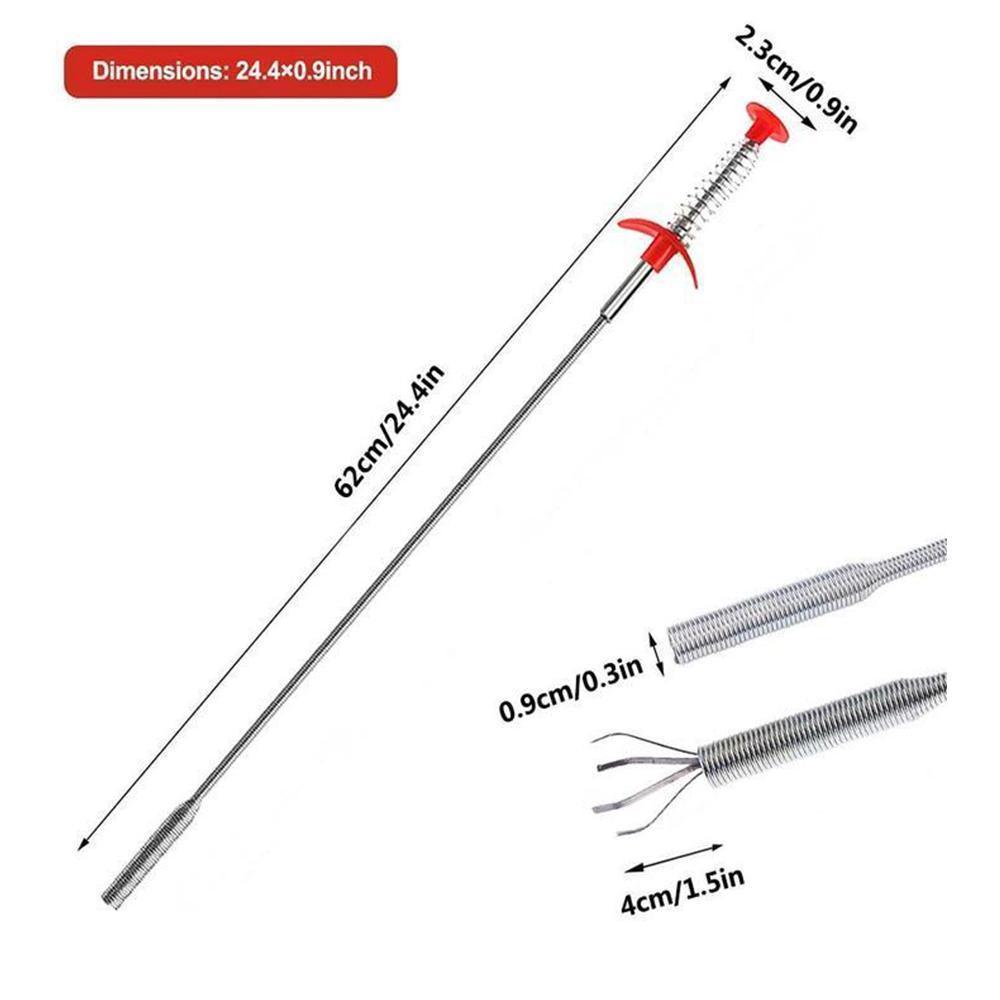 Plumbing cleaning tool: a 60cm flexible drain clog remover coiled neatly