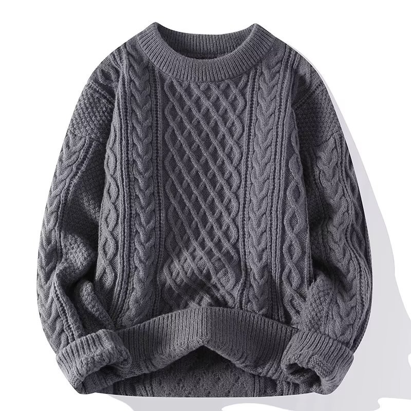 Classic knit women's sweater; cozy, round neck, hip-length, great for autumn and winter, pairs well with various outfits.