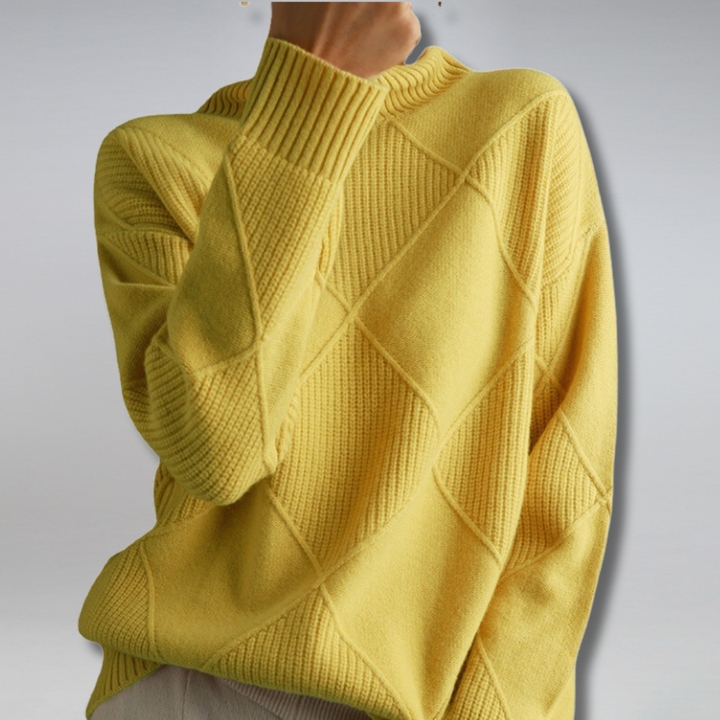 "Cozy cashmere women's turtleneck sweater, rib-knit design, available in beige, black, brown, grey, orange, pink, turquoise, 