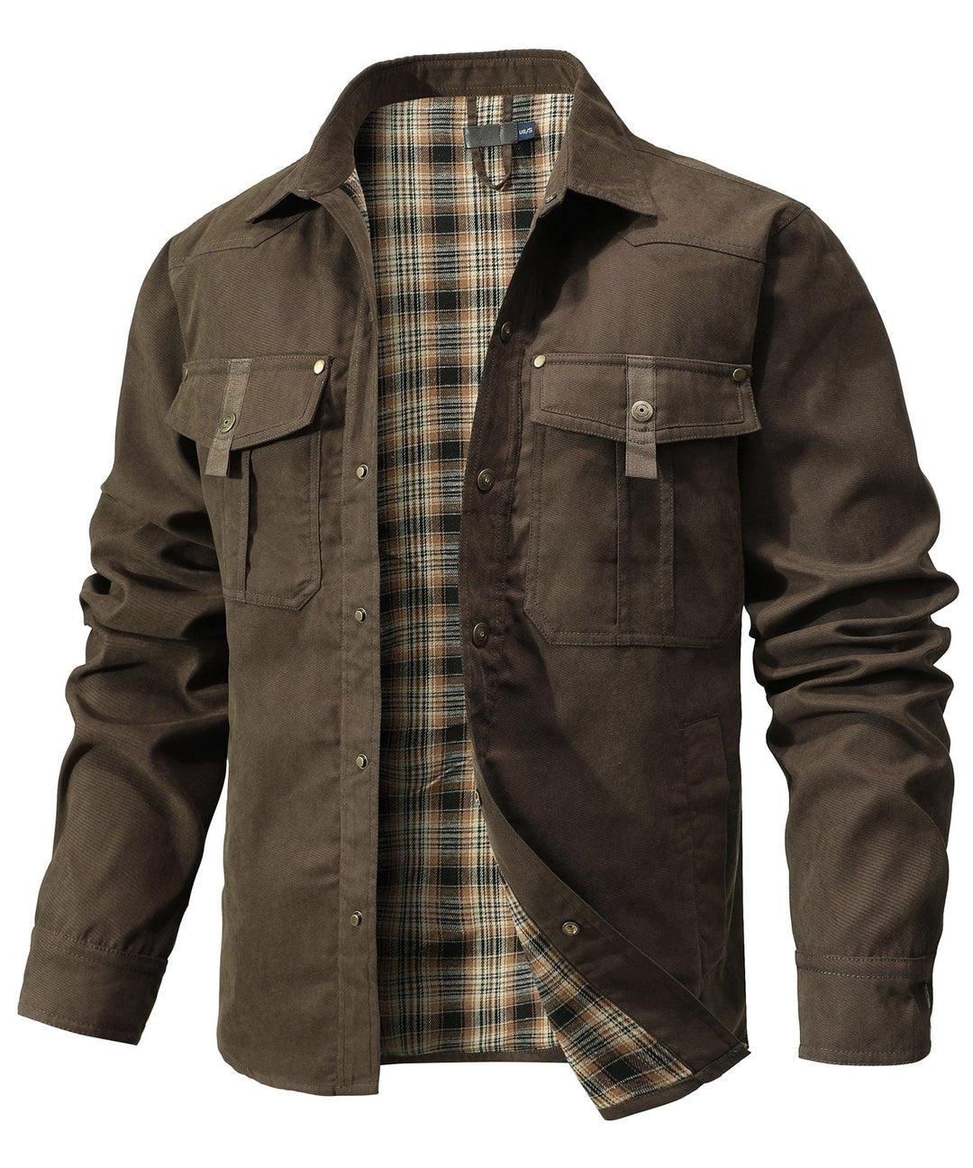 "Men's Traverse Insulated Jacket, black, polyester outer, cotton-flannel lining, versatile outdoor wear with chest pockets"