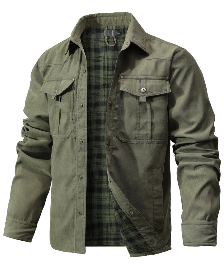 "Men's Traverse Insulated Jacket, black, polyester outer, cotton-flannel lining, versatile outdoor wear with chest pockets"