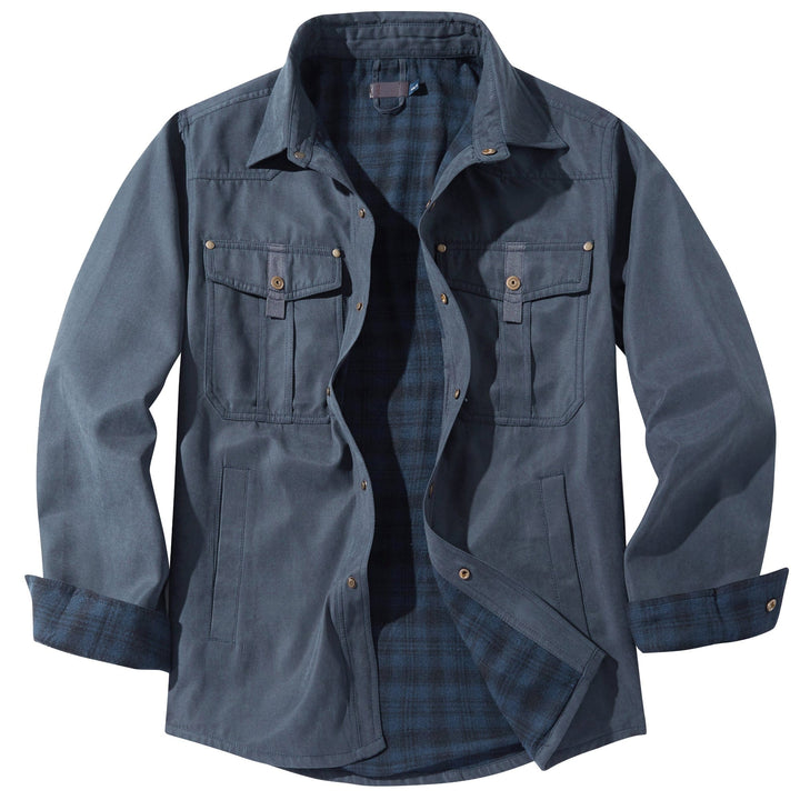 "Men's Traverse Insulated Jacket, black, polyester outer, cotton-flannel lining, versatile outdoor wear with chest pockets"