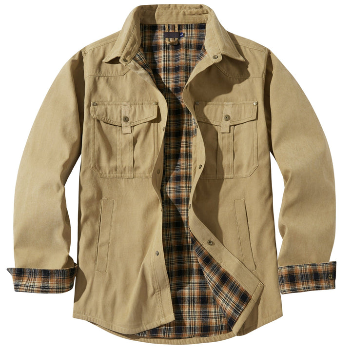 "Men's Traverse Insulated Jacket, black, polyester outer, cotton-flannel lining, versatile outdoor wear with chest pockets"