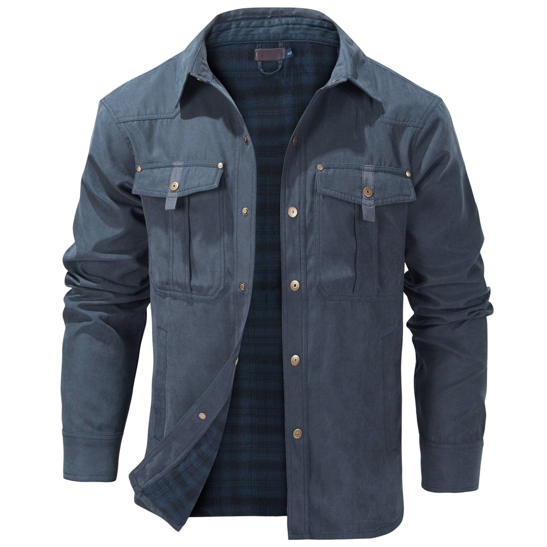 "Men's Traverse Insulated Jacket, black, polyester outer, cotton-flannel lining, versatile outdoor wear with chest pockets"