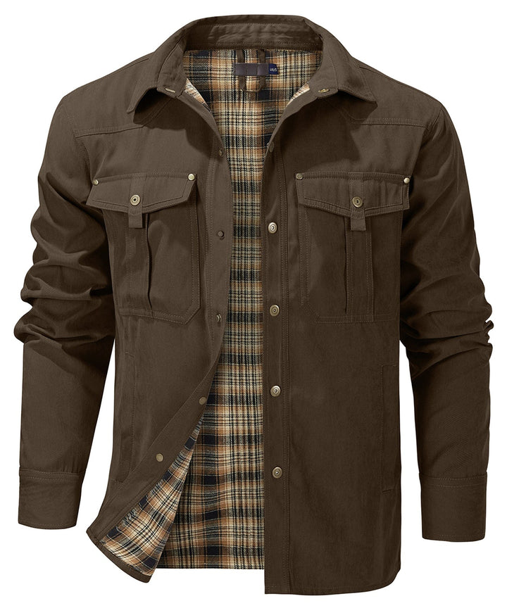 "Men's Traverse Insulated Jacket, black, polyester outer, cotton-flannel lining, versatile outdoor wear with chest pockets"
