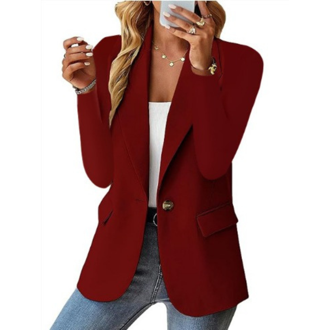 Women's Leah Elegant Blazer, tailored fit with structured shoulders, clean lapel; versatile for casual or professional outfit
