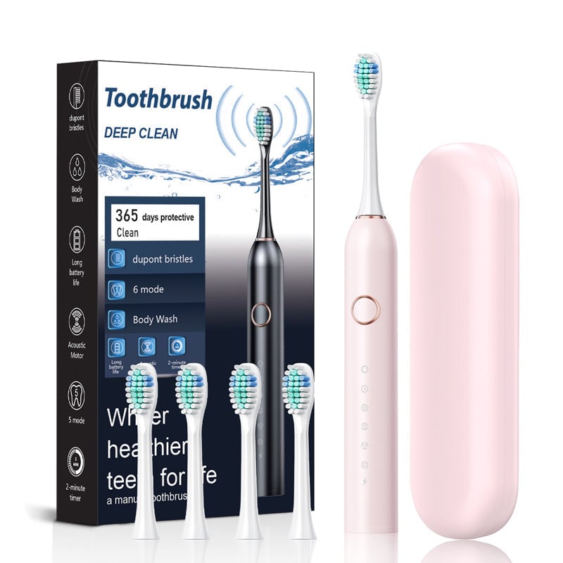 Child reaching for Adult's Sonic Electric Toothbrush, highlighting product's appeal (for adults)