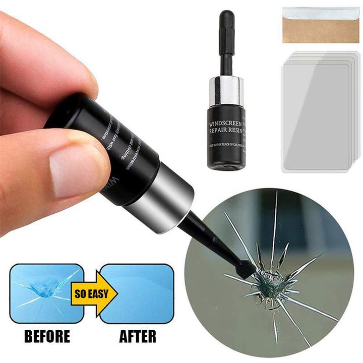 Automotive windshield repair fluid kit, a complete solution for car glass crack maintenance