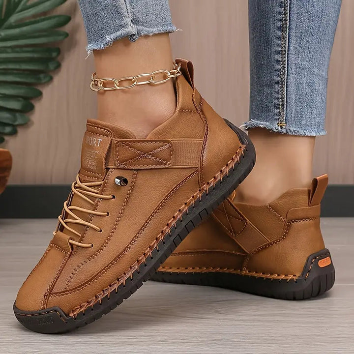 Front view of women's breathable wide toe walking shoes, ideal for all-day comfort.