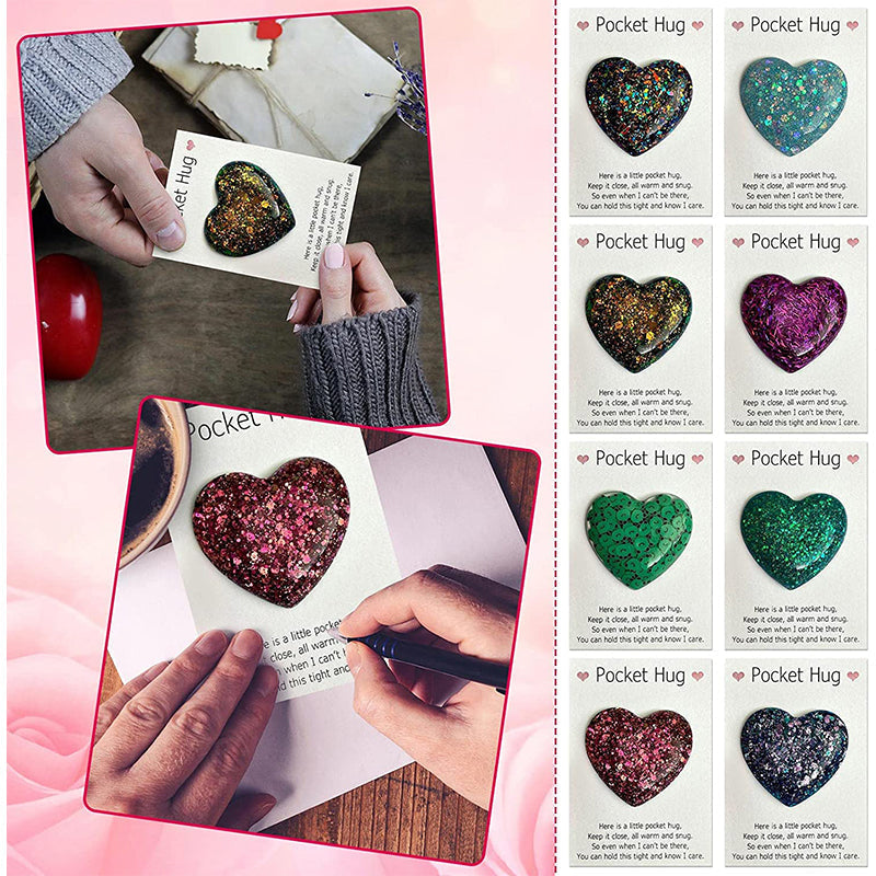 Comforting Pocket Hug heart gift, a small resin art token for anxiety relief & sympathy