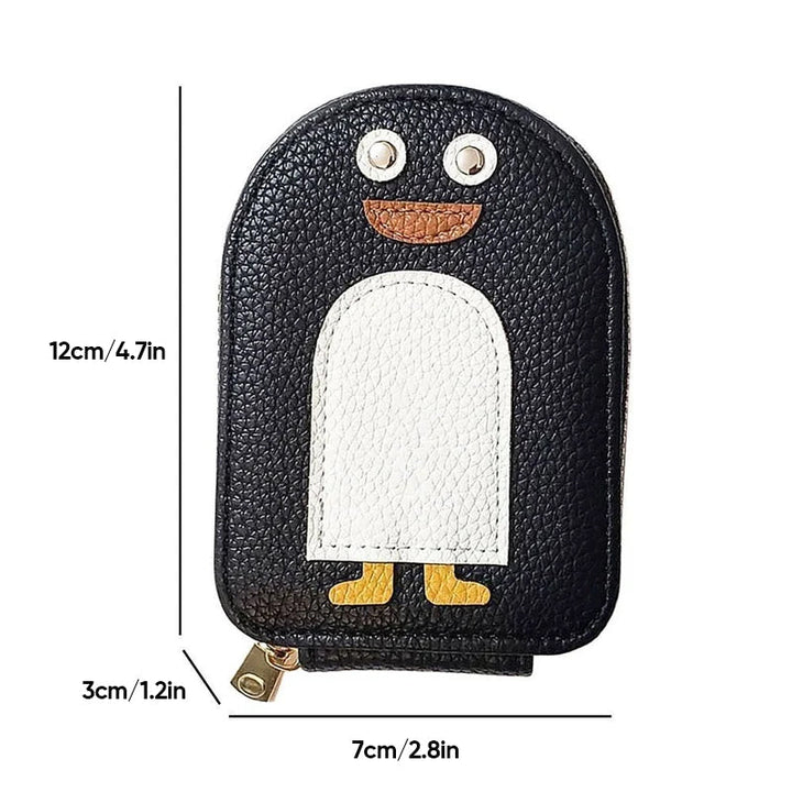 Functional women's PU leather cardholder with a delightful cute penguin motif.