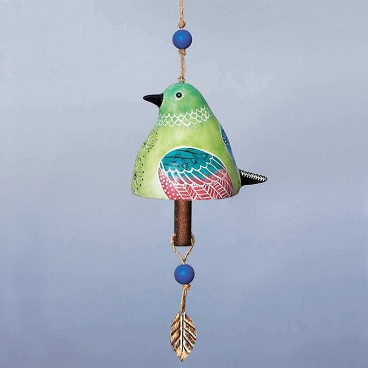 Hand-painted resin bird ornament bell, decorative chimes for home