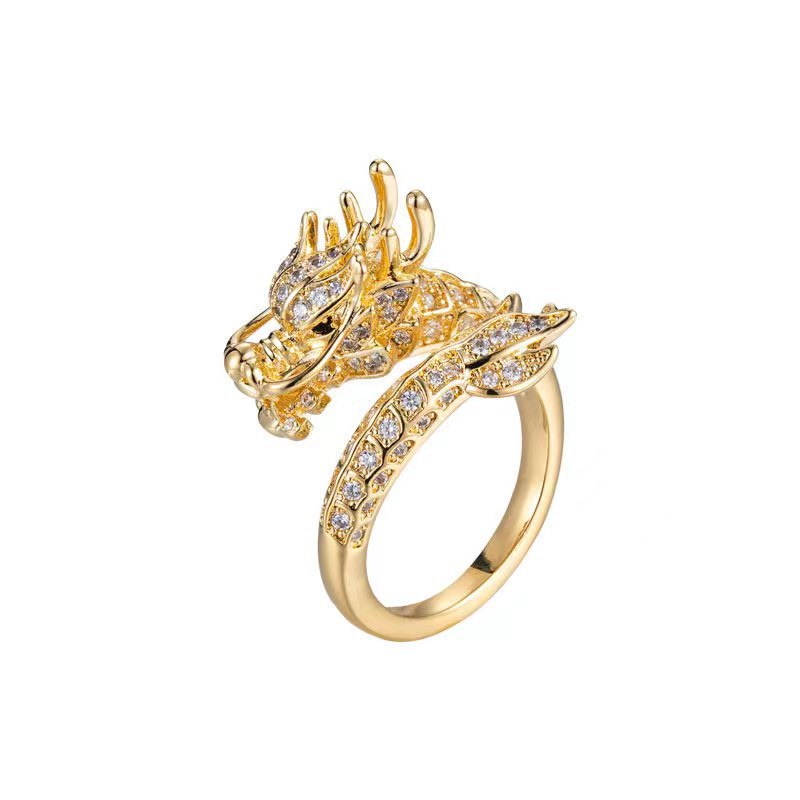 Delicate zirconia dragon ring for women, adjustable band for comfortable, fashionable wear