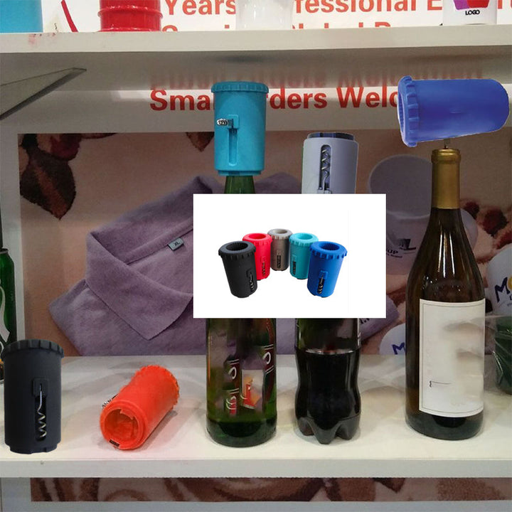 Hands-free push down bottle opener, durable stainless steel, convenient beverage gadget