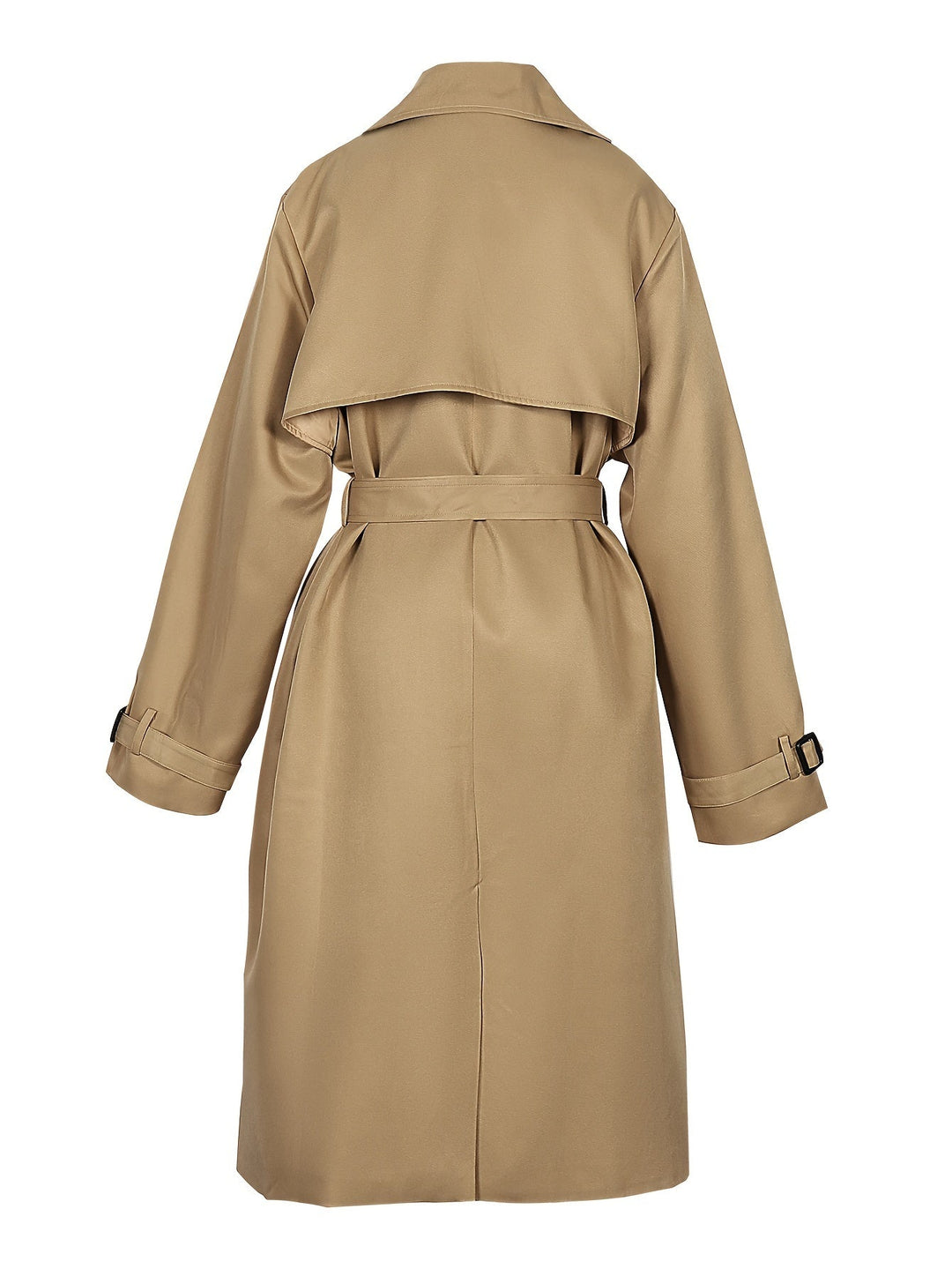 Women's professional belted trench coat, longline design with double-breasted front for a chic look.