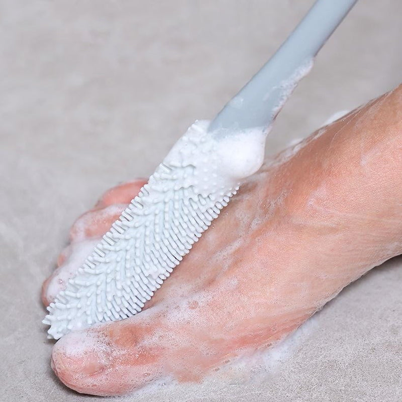 Durable silicone foot cleaning brush, blue, designed for comfortable grip and long-lasting use