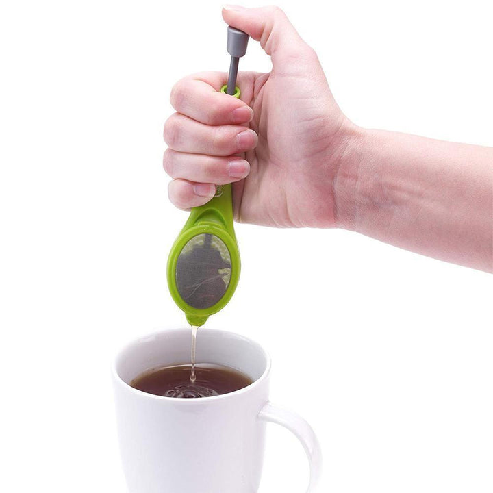 Stainless steel green tea infuser spoon; ideal kitchen gadget for brewing loose teas.