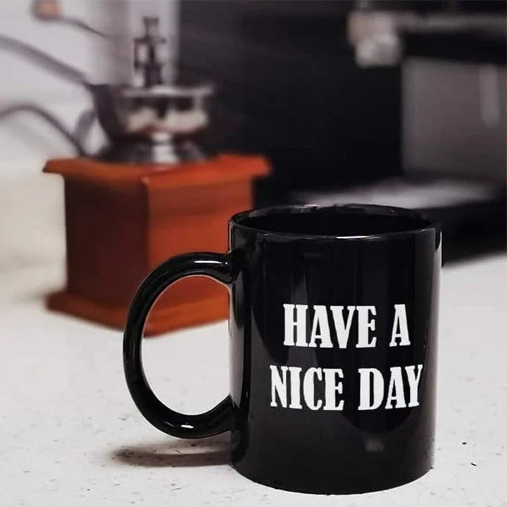 Humorous ceramic coffee mug, perfect gag gift for coffee lovers