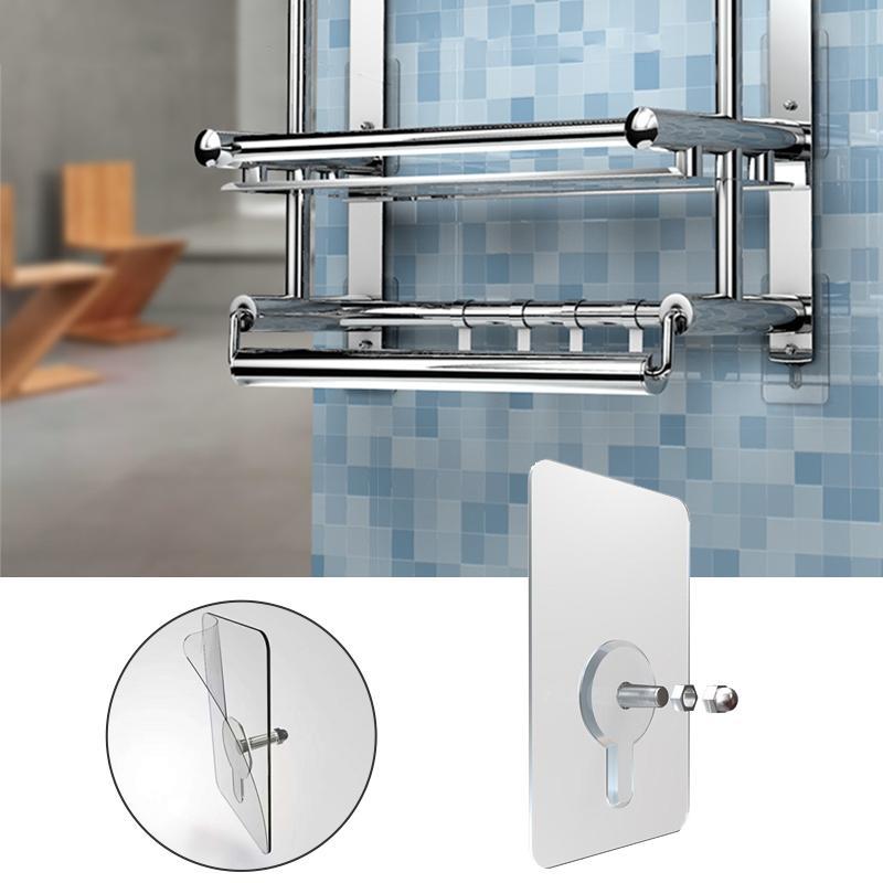 Invisible adhesive wall hooks, transparent, for damage-free no-drill mounting & home organization