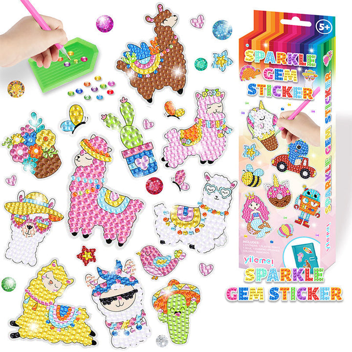 Educational DIY diamond art kit for kids, with a vibrant cartoon design, perfect for young artists