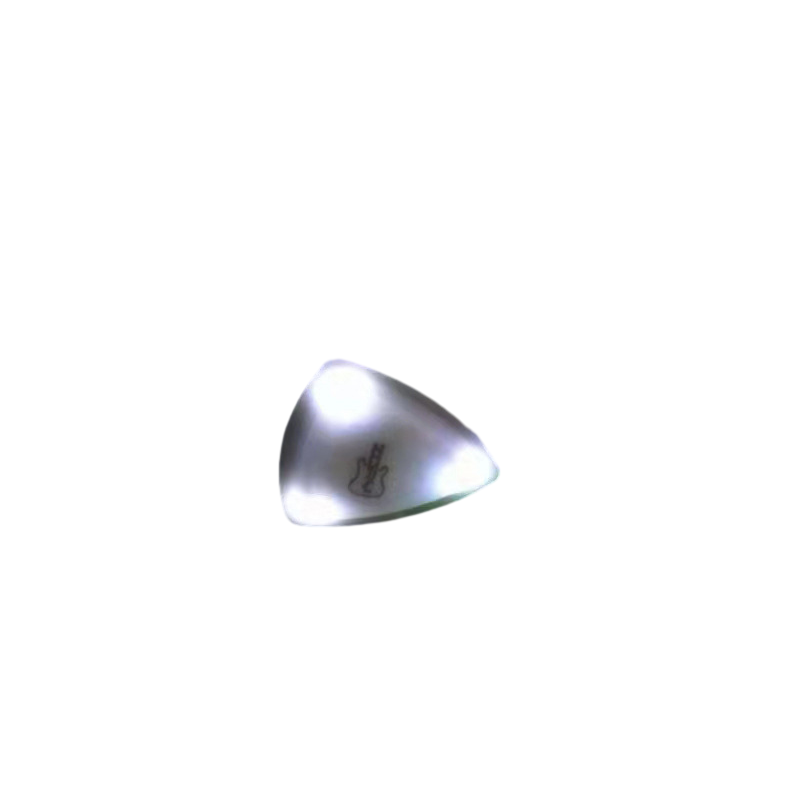 Set of Light Up Guitar Picks on a stand, showcasing the vibrant illumination for guitar accessories.