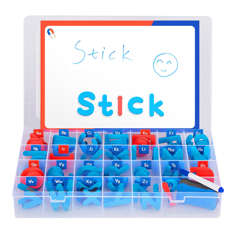 Children's educational magnetic toy featuring a full set of alphabet letters and numbers.
