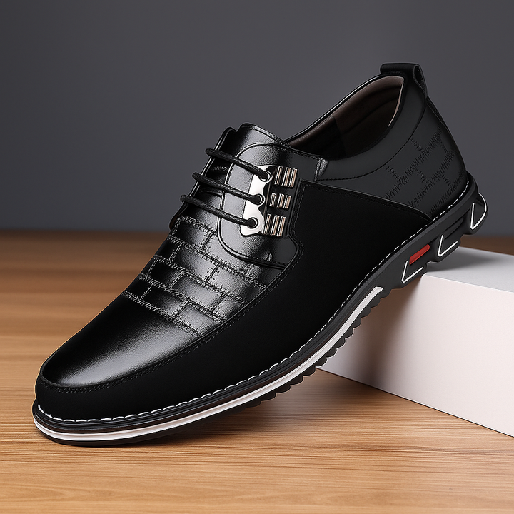 Smart casual men's shoes: woven vegan leather hybrid oxfords, offering style and comfort.