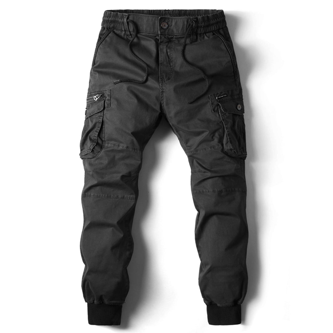 Detail of the ankle cuff on men's tapered fit jogger pants, adding to their modern streetwear look.