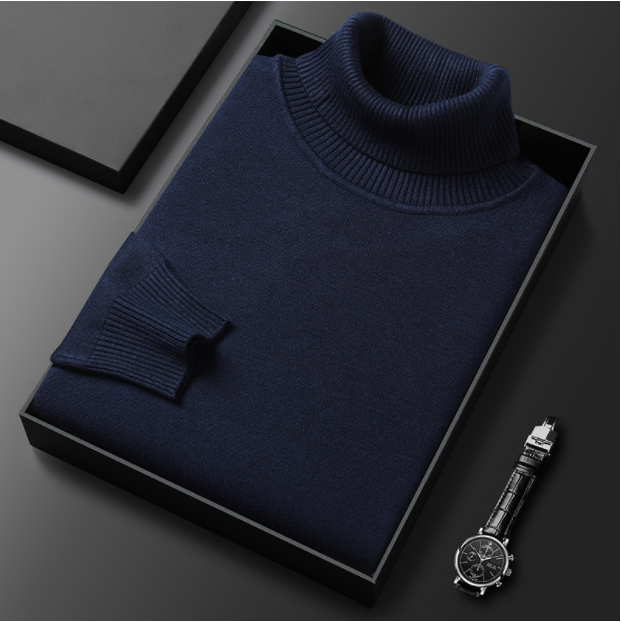Men's casual red turtleneck sweater, adding a pop of color to spring outfits, comfortable knit design.