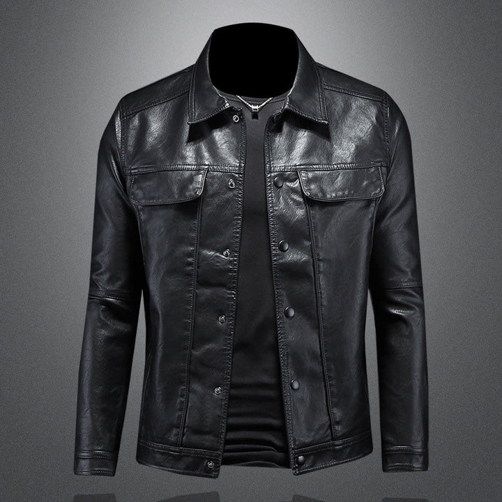 Stylish menswear button-up jacket in a neutral color, ideal casual outerwear for men.