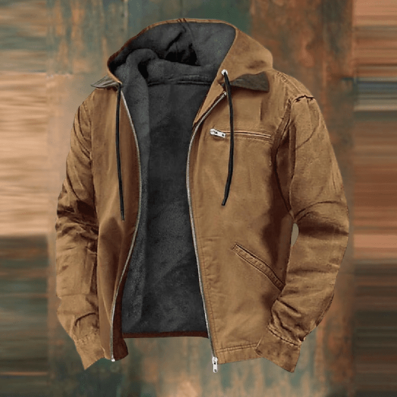 Men's casual zip-up hooded jacket in grey, ideal for everyday wear and comfort