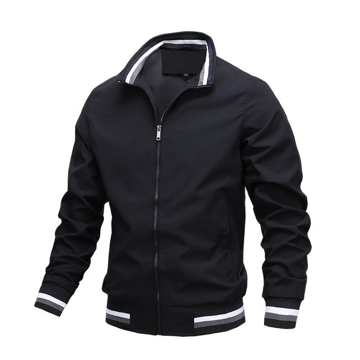 Men's casual zipper lightweight bomber jacket in classic navy, perfect for spring outerwear