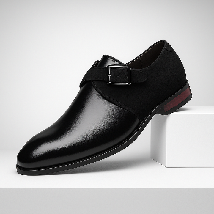 Rich brown suede men's buckle loafers for a sophisticated look.