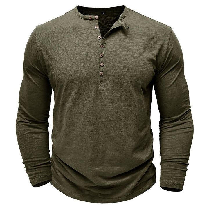 Men's henley shirt with a tagless design for ultimate comfort.