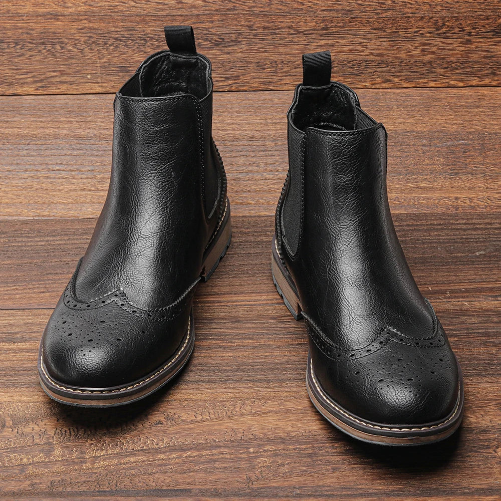 Classic men's Chelsea boots featuring elastic side panels & durable sole for everyday wear