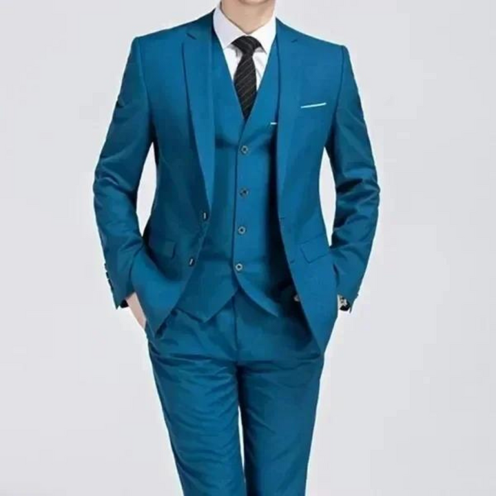 Close-up of a men's classic purple three-piece suit fabric, showcasing quality tailoring