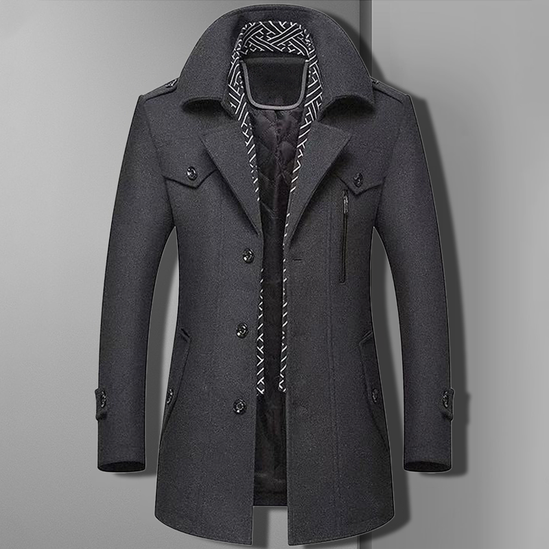 Casual men's double-breasted winter coat in military style, perfect as a versatile men's jacket