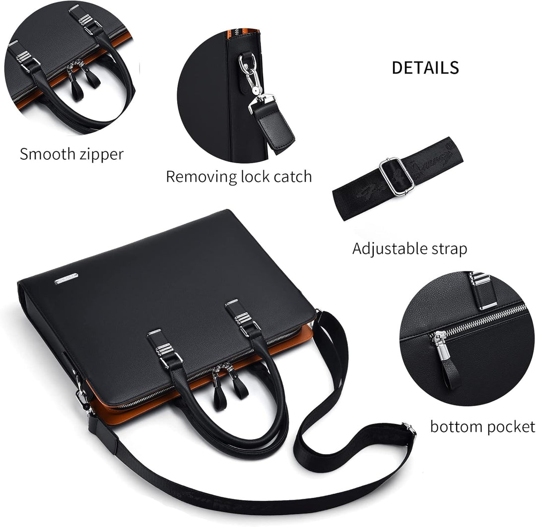 Men's genuine leather multi-compartment briefcase for modern professionals.