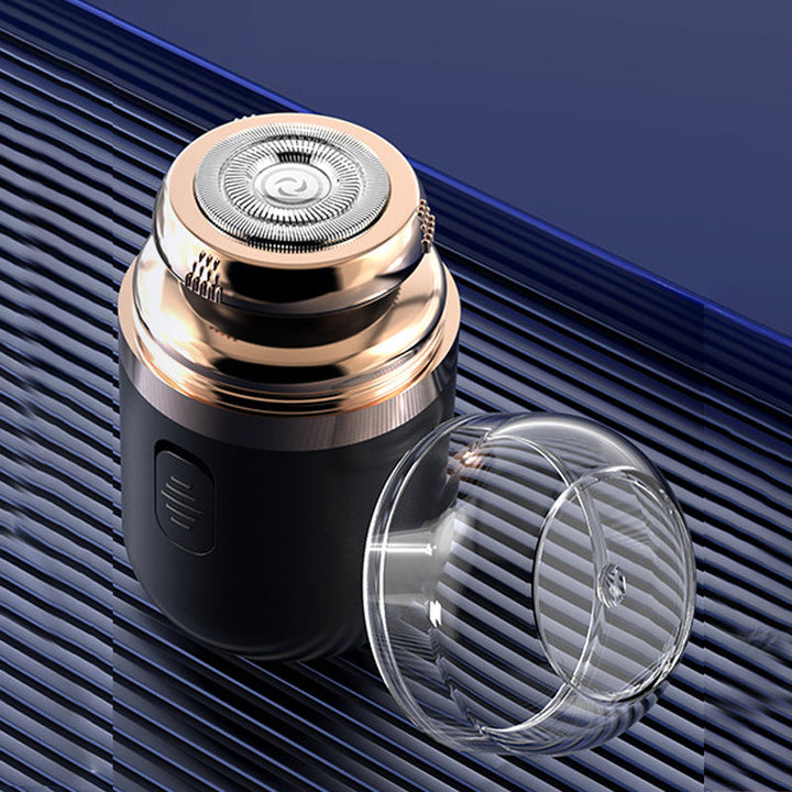 Travel-sized rechargeable electric shaver, ideal for maintaining a neat appearance on trips
