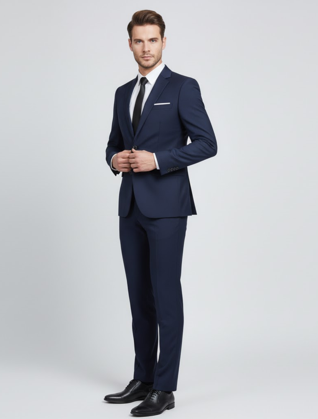 Men's Modern Fit Two-Piece Suit in light gray, perfect for spring fashion or a summer wedding