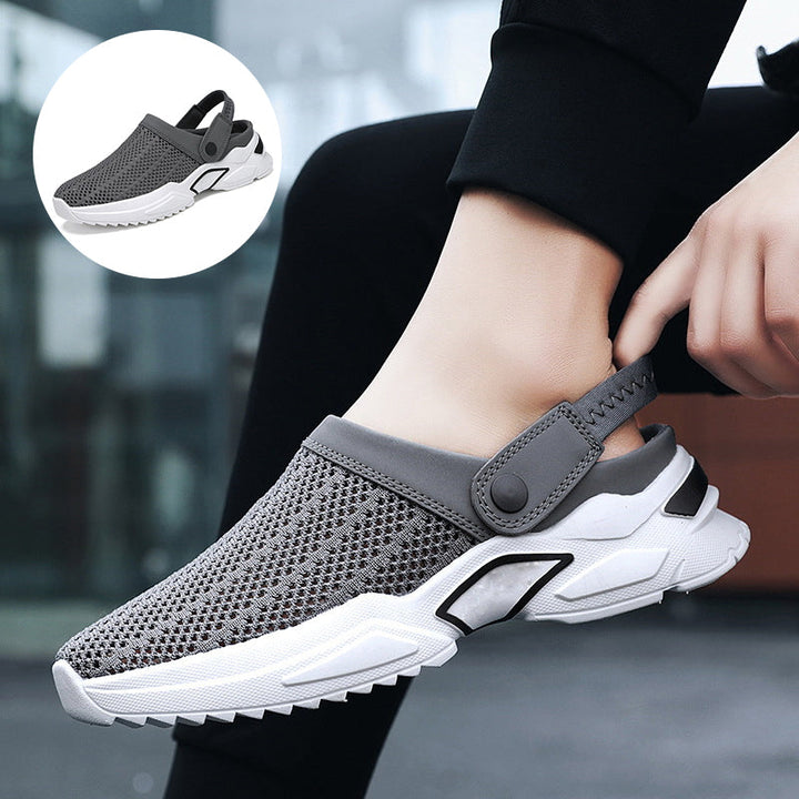 Men's orthopedic hollow-out summer sandals with arch support, side view.
