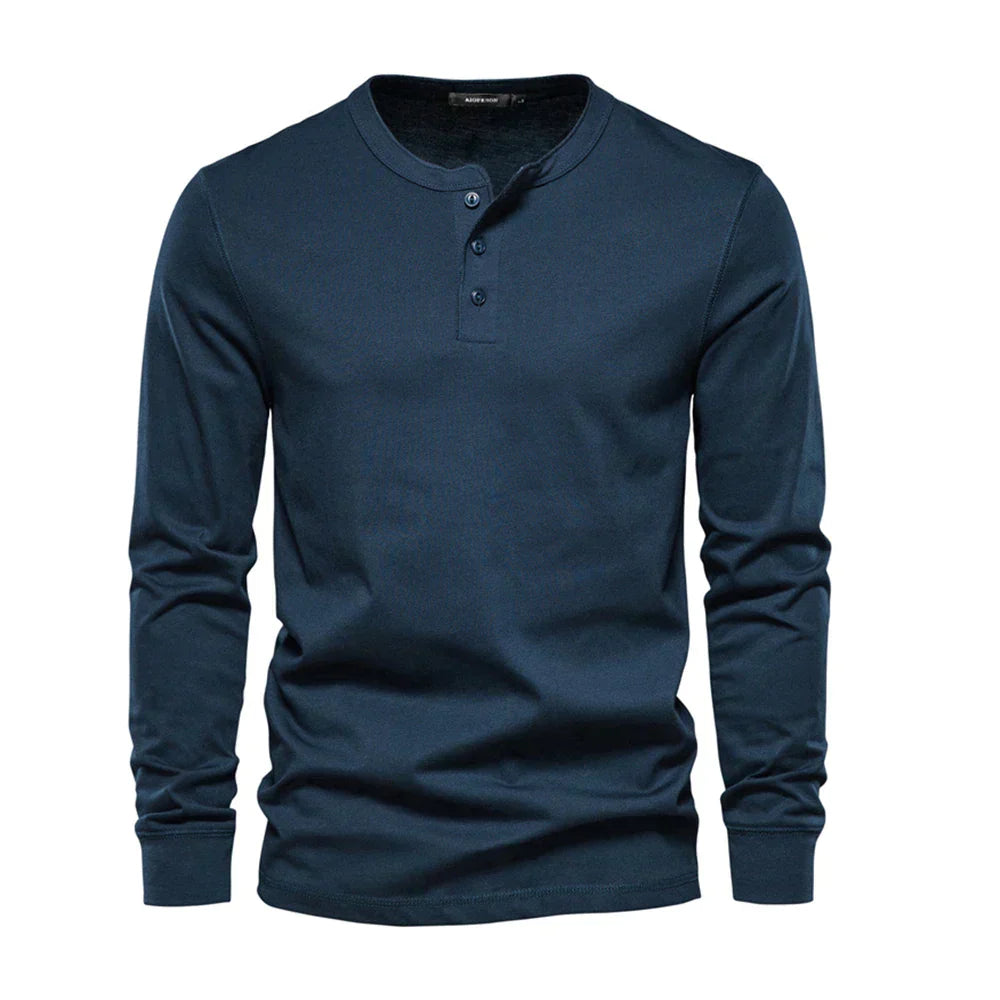 Men's stylish long sleeve henley shirt, a versatile casual top with button neck detail for everyday wear