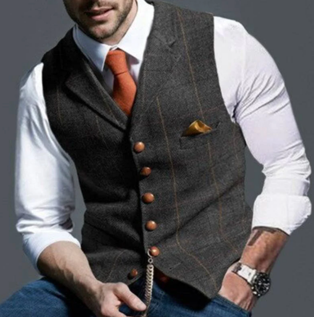 Retro fashion men's vest, vintage style waistcoat. Classic attire for business casual, weddings, or modern edge.