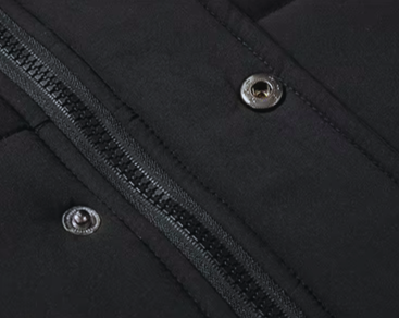Detail of the warm, protective cuffs on a men's heavy-duty winter parka