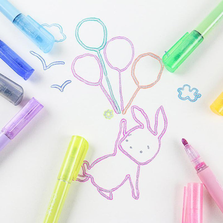 Dual-tip metallic outline marker pens for unique art projects and stationery needs.