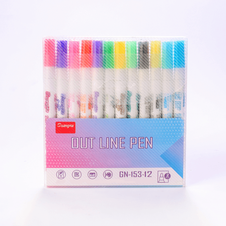 Collection of Metallic Outline Art Marker Pens, essential tools for drawing and creative expression.