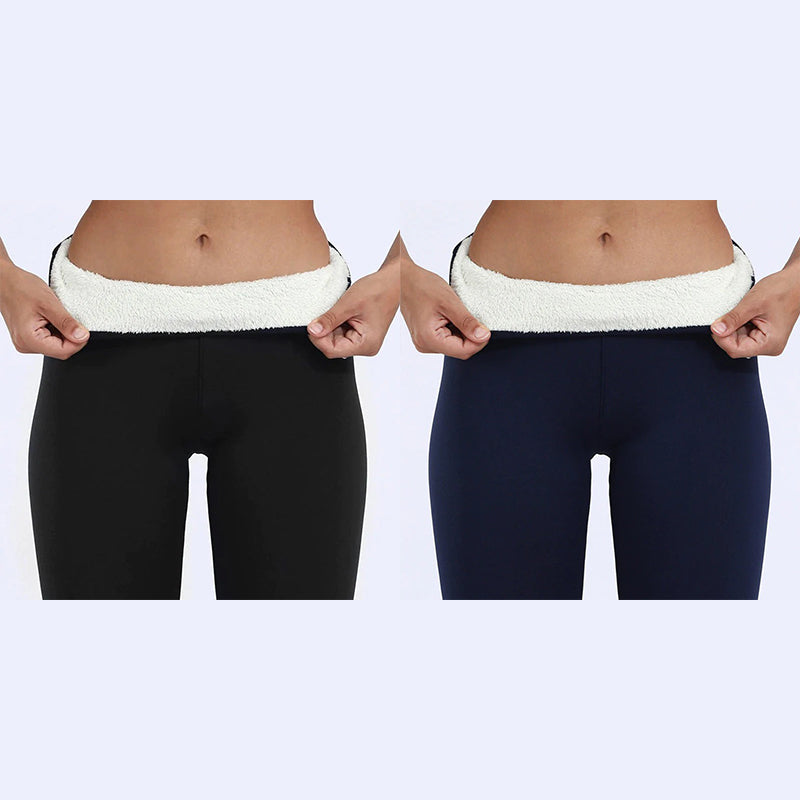 Women's thermal leggings paired with winter boots, suitable for outdoor cold weather activities