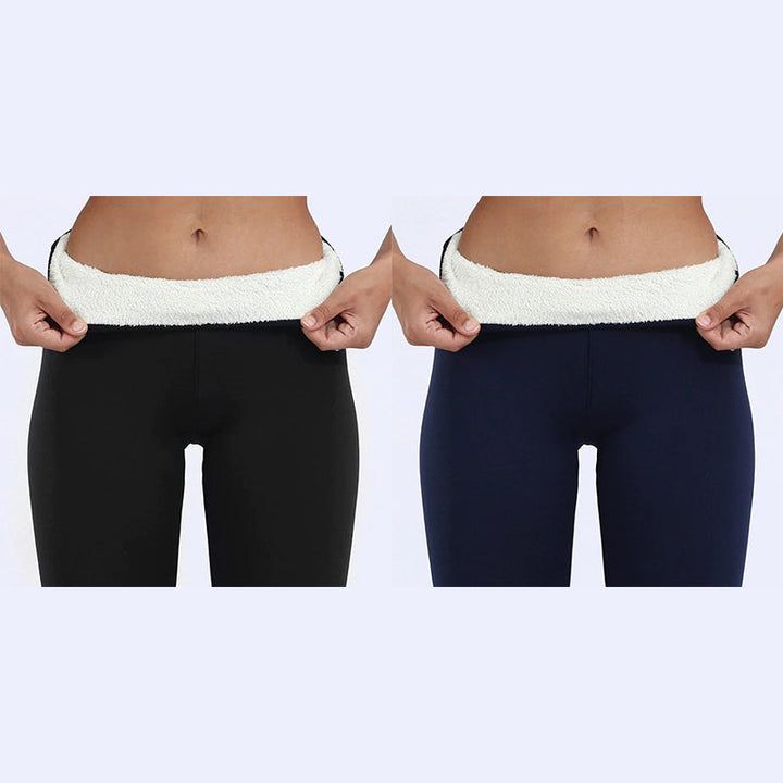Women's thermal leggings paired with winter boots, suitable for outdoor cold weather activities