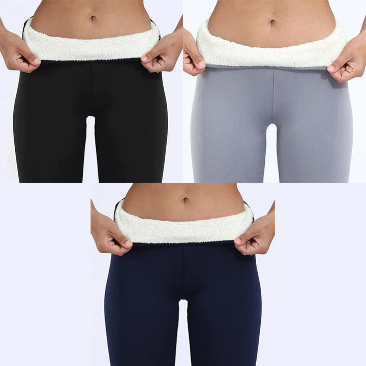 Texture shot of the exterior fabric of women's thermal winter leggings, durable and sleek